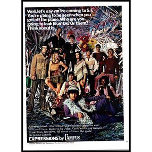 1970 Expressions by Campus Vintage Print Ad Fringe Hippie 70s Fashion Wall Art